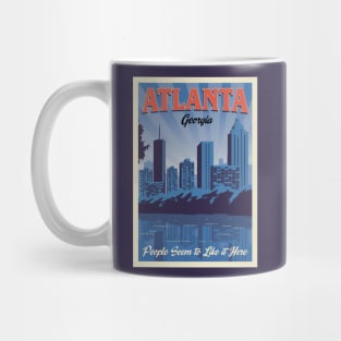 Atlanta Georgia Skyline Cityscape Vintage Travel Poster Mug